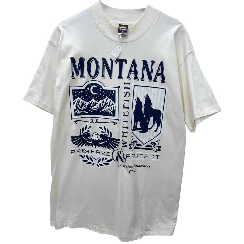 Vintage Montana Graphic T Shirt Mens Large Single Stitch USA Nature Wildlife
